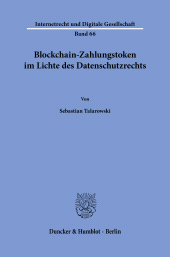 eBook, Blockchain-Zahlungstoken im Lichte des Datenschutzrechts, Duncker & Humblot