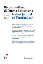 Articolo, Il principio di sostenibilità nell'azione legislativa e amministrativa in materia di turismo, Franco Angeli