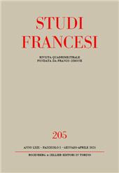 Fascicolo, Studi francesi : 205, 1, 2025, Rosenberg & Sellier