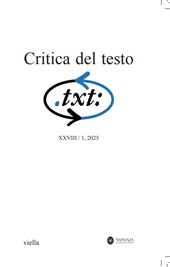Issue, Critica del testo : XXVIII, 1, 2025, Viella