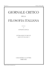 Fascículo, Giornale critico della filosofia italiana : CIV, 1, 2025, Le Lettere