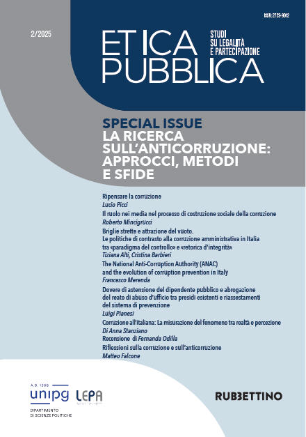 Fascicule, Etica pubblica : studi su legalità e partecipazione : 2, 2025, Rubbettino