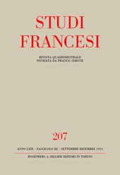 Fascículo, Studi francesi : 207, 3, 2025, Rosenberg & Sellier