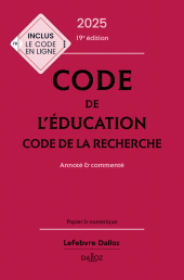 E-book, Code de l'éducation, Code de la recherche 2025 19ed - annoté et commenté, Éditions Dalloz