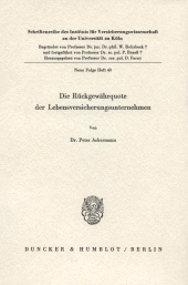 E-book, Die Rückgewährquote der Lebensversicherungsunternehmen, Duncker & Humblot