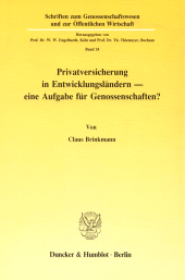 E-book, Privatversicherung in Entwicklungsländern - eine Aufgabe für Genossenschaften?, Duncker & Humblot