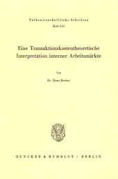 E-book, Eine Transaktionskostentheoretische Interpretation interner Arbeitsmärkte, Duncker & Humblot