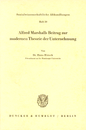 E-book, Alfred Marshalls Beitrag zur modernen Theorie der Unternehmung, Duncker & Humblot