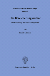 E-book, Das Bereicherungsverbot : Eine Grundfrage des Versicherungsrechts, Duncker & Humblot
