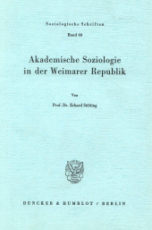E-book, Akademische Soziologie in der Weimarer Republik, Duncker & Humblot