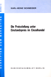 E-book, Die Preisstellung unter Einstandspreis im Einzelhandel, Duncker & Humblot