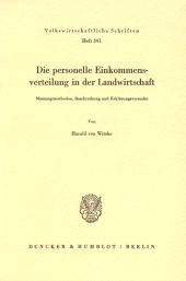 E-book, Die personelle Einkommensverteilung in der Landwirtschaft Messungsmethoden, Beschreibung und Erklärungsversuche, Duncker & Humblot