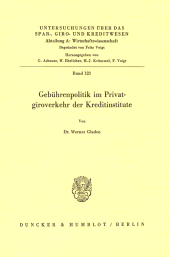 E-book, Gebührenpolitik im Privatgiroverkehr der Kreditinstitute, Duncker & Humblot