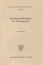 eBook, Zum Kostencharakter von Ertragsteuern, Duncker & Humblot
