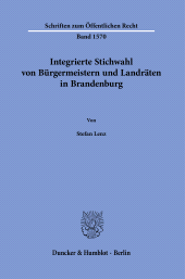 eBook, Integrierte Stichwahl von Bürgermeistern und Landräten in Brandenburg, Duncker & Humblot