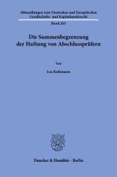 E-book, Die Summenbegrenzung der Haftung von Abschlussprüfern, Duncker & Humblot