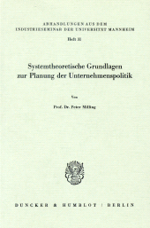 E-book, Systemtheoretische Grundlagen zur Planung der Unternehmenspolitik, Duncker & Humblot