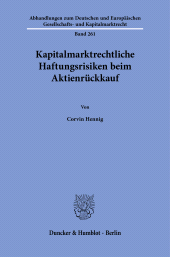 eBook, Kapitalmarktrechtliche Haftungsrisiken beim Aktienrückkauf, Duncker & Humblot