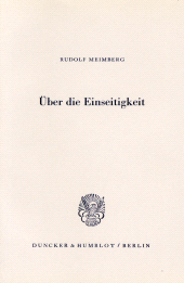 E-book, Über die Einseitigkeit, Duncker & Humblot