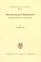 E-book, Effizienzforschung im Bildungsbereich : Aufgabenfelder, Methoden und empirische Befunde, Duncker & Humblot