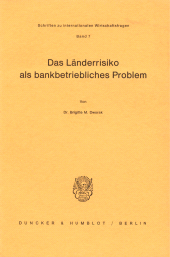 E-book, Das Länderrisiko als bankbetriebliches Problem, Duncker & Humblot