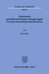 E-book, Gemeinsame grenzüberschreitende Auftragsvergabe zwischen Deutschland und Österreich, Duncker & Humblot