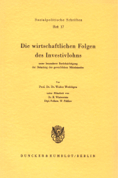 eBook, Die wirtschaftlichen Folgen des Investivlohns unter besonderer Berücksichtigung des gewerblichen Mittelstandes., Duncker & Humblot