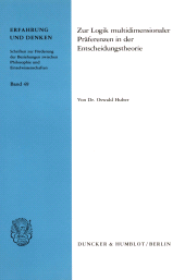 E-book, Zur Logik multidimensionaler Präferenzen in der Entscheidungstheorie., Duncker & Humblot