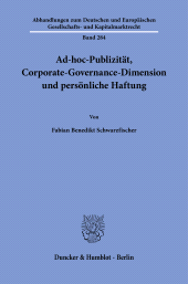 E-book, Ad-hoc-Publizität, Corporate-Governance-Dimension und persönliche Haftung, Duncker & Humblot