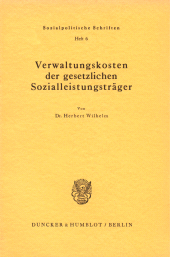 E-book, Verwaltungskosten der gesetzlichen Sozialleistungsträger., Duncker & Humblot