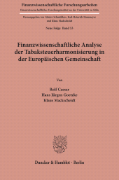 E-book, Finanzwissenschaftliche Analyse der Tabaksteuerharmonisierung in der Europäischen Gemeinschaft., Duncker & Humblot
