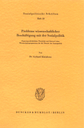 E-book, Probleme wissenschaftlicher Beschäftigung mit der Sozialpolitik., Duncker & Humblot