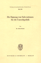 E-book, Die Eignung von Subventionen für die Umweltpolitik., Duncker & Humblot