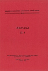 E-book, Opuscula III : 3, Dipartimento di studi glottoantropologici dell'Università di Roma "La Sapienza"
