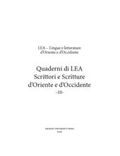 Fascículo, LEA : Lingue e Letterature d'Oriente e d'Occidente : supplemento 10, 2026, Firenze University Press