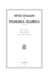 Issue, Studi italiani di filologia classica : 1, 2026, Le Monnier