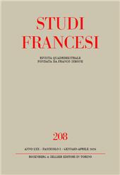 Heft, Studi francesi : 208, 1, 2026, Rosenberg & Sellier