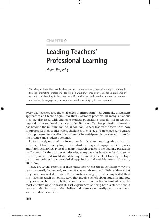 Leadership and Learning - Timperley, Helen S. - Robertson, Jan. - Sage ...