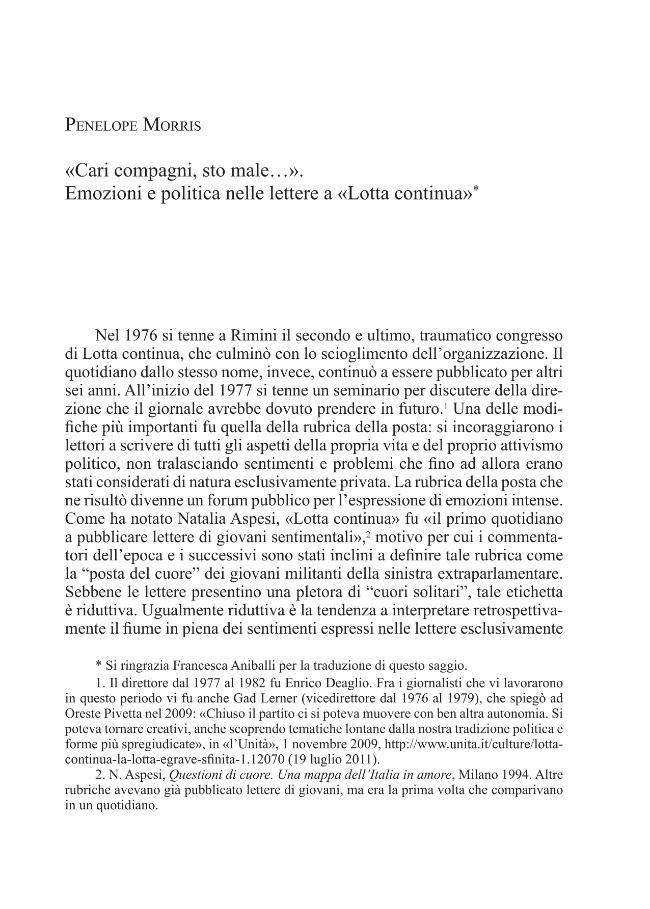 Cari compagni, sto male : emozioni e politica nelle lettere a Lotta  continua - Morris, Penelope - Viella - Torrossa